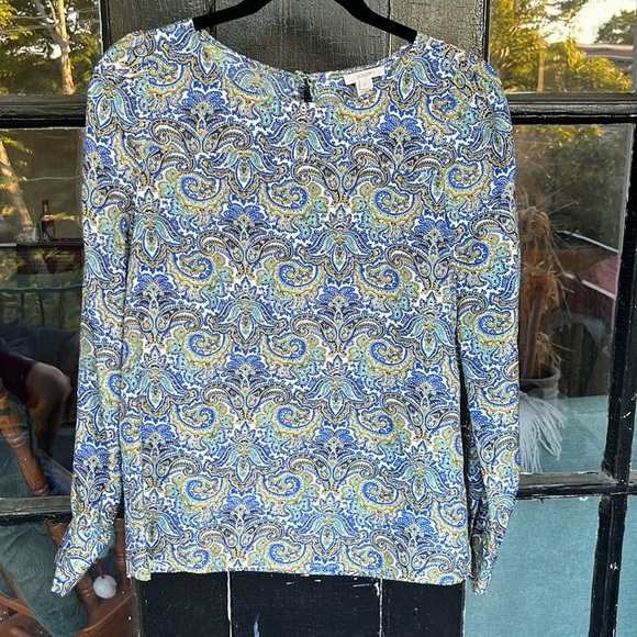 J. Crew - Gorgeous 100% Silk “Talitha” Blouse in Peacock Blue Paisley - Size 2 - Picture 6 of 8